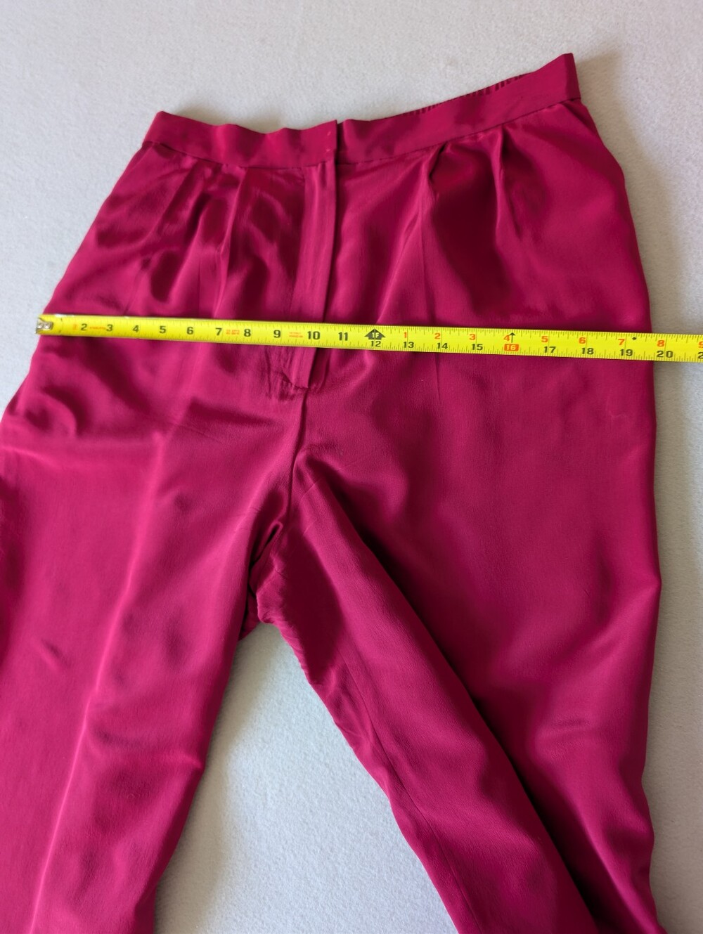 Vintage 100% Silk Pleated Trousers Burgundy Wine Purple 12P/28 Waist High Rise image 8